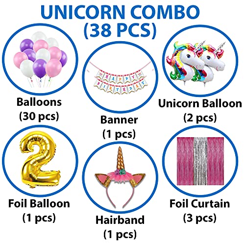 Image of Party Propz Unicorn Theme Birthday Decorations Items- 38Pcs Birthday Decorations kit for Girls | Kids Birthday Decorations | 2nd Birthday Decoration Items | Unicorn Decorations For Girl Birthday
