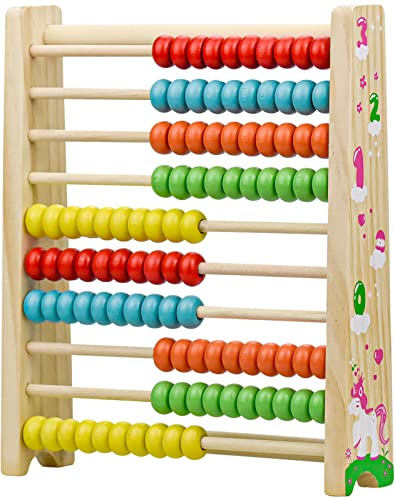 iRenXiao Boulier Enfant en Bois, Boulier Règle à Calcul avec 100 Perles Jouets d'Activité et de Développement Abacus Enfant Boulier de Calcul Cadeau pour Enfant Fille Garçon