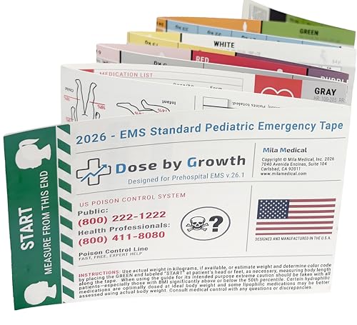 2026 Updated Dose By Growth EMS Standard Pediatric Emergency Length-Based Tape with Broselow Compatible Color Zones Designed for Paramedics Nurses & EMS Providers