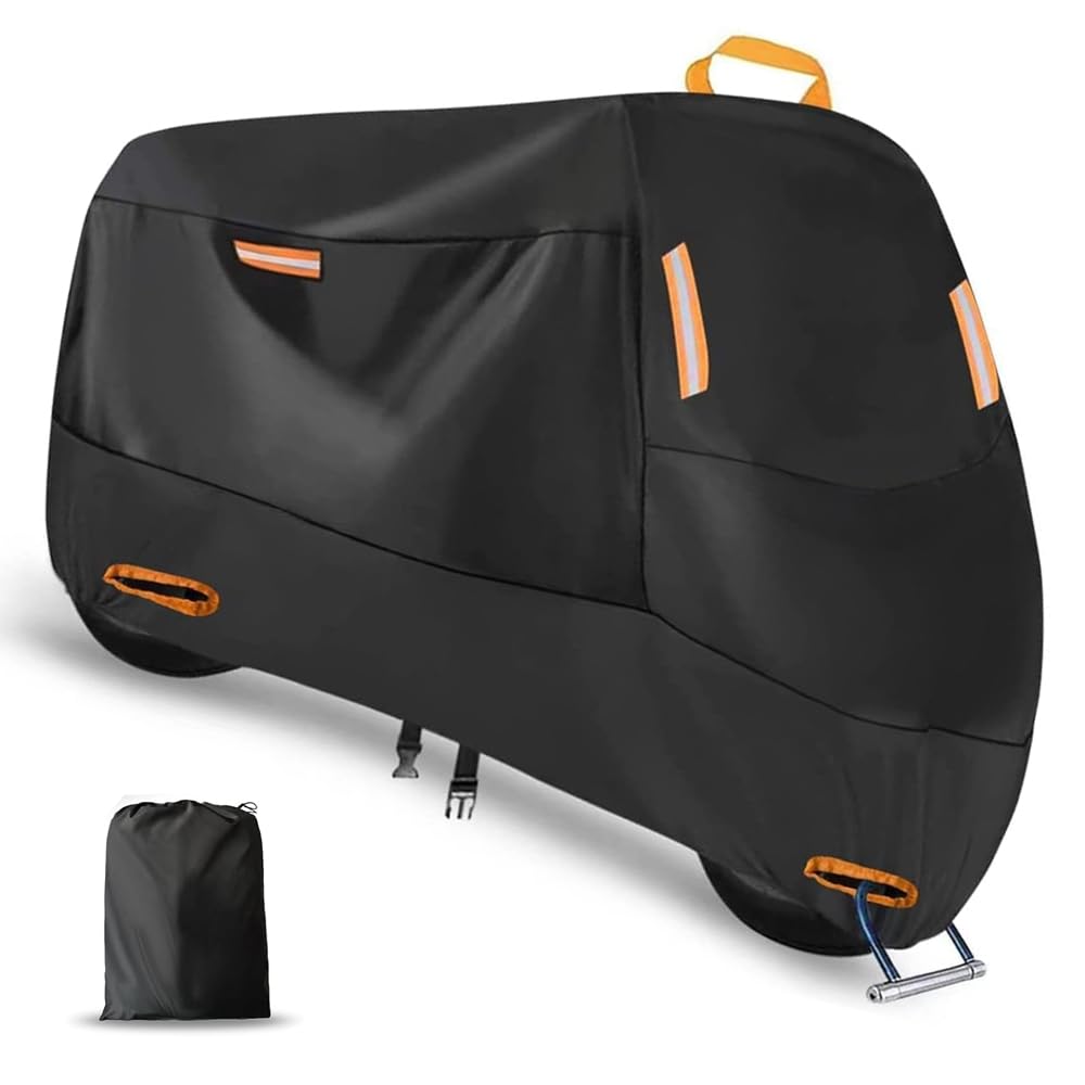 CIHAQQ Motorbike Cover Waterproof Outdoor for Piaggio Vespa Elettrica, Oxford Motorcycle Cover with Lock-Holes & Storage Bag,Rain UV Dust Moped Cover,Black