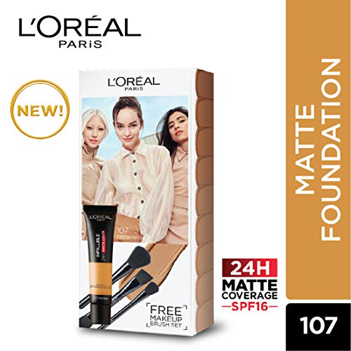 Image of L'Oreal Paris Infallible 24h Matte Cover Foundation, 107 With Brush Set, 107, 35 ml