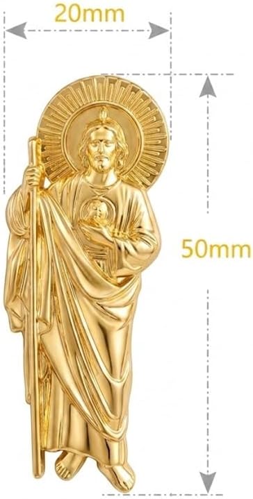 2 PCS Saint Jude 3D Emblem Gold Plated Metal Charms, 50mm Religious Saint Jude Thaddeus Statue Inlays for DIY Crafts, Custom Knife Handles, Grips, Woodworking Accents, Handmade Art Accessories image 5