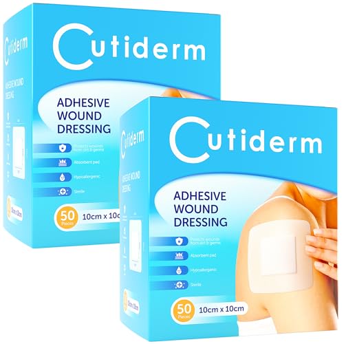 Pansements adhésifs stériles Cutiderm 10x10 cm en boîte de 50 pour le soin des plaies