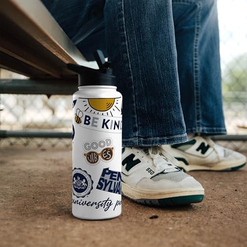 Image of Logo Brands NCAA Native 34 oz Quencher Water Bottle - | Local Icons Design | Double-Wall Insulated| Leak-Proof Lid & Built-In Straw