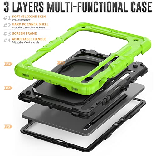 Coque Samsung Galaxy Tab S7 FE antichoc avec poignée rotative verte - 5