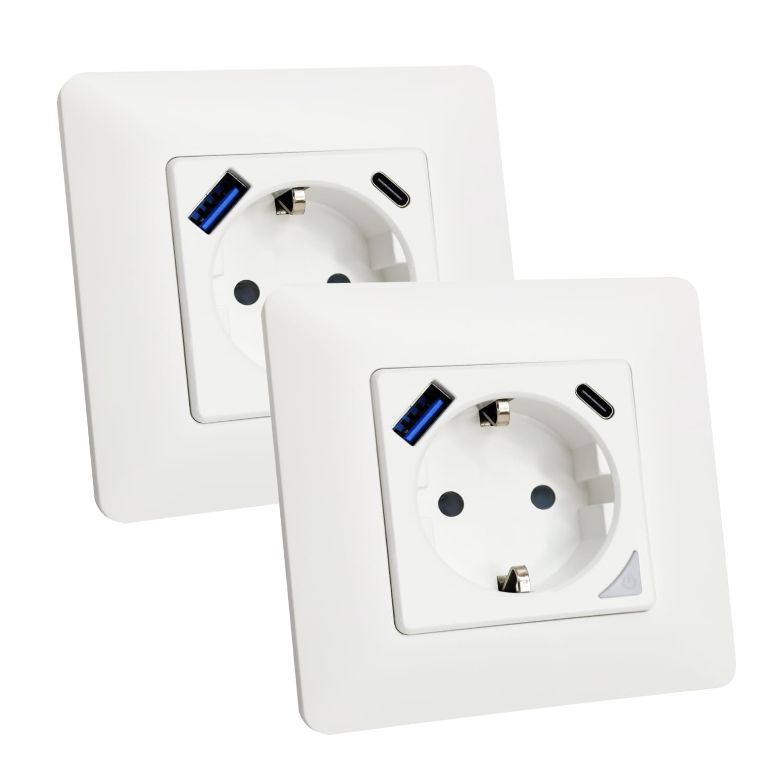LED ATOMANT 2x Enchufe Pared Wifi Cristal 16A USB/USB C APP Medidor Consumo | Compatible con Alexa y Google Assistant, App Smart Life