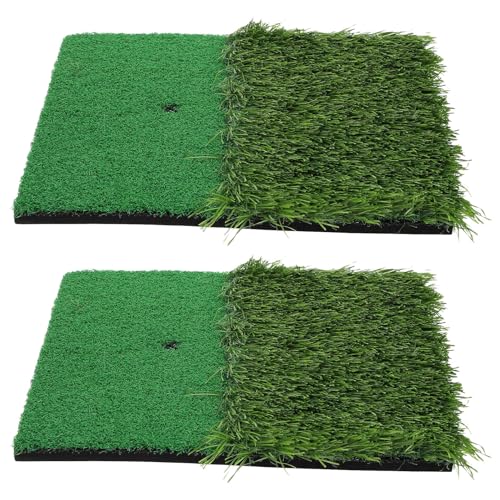 DECHOUS 2個人工芝ゴルフ練習マット 長短草リアル模倣 持ち運び便利 折りたたみ式 室内屋外兼用 バック用スイングとチッピング練習パッド