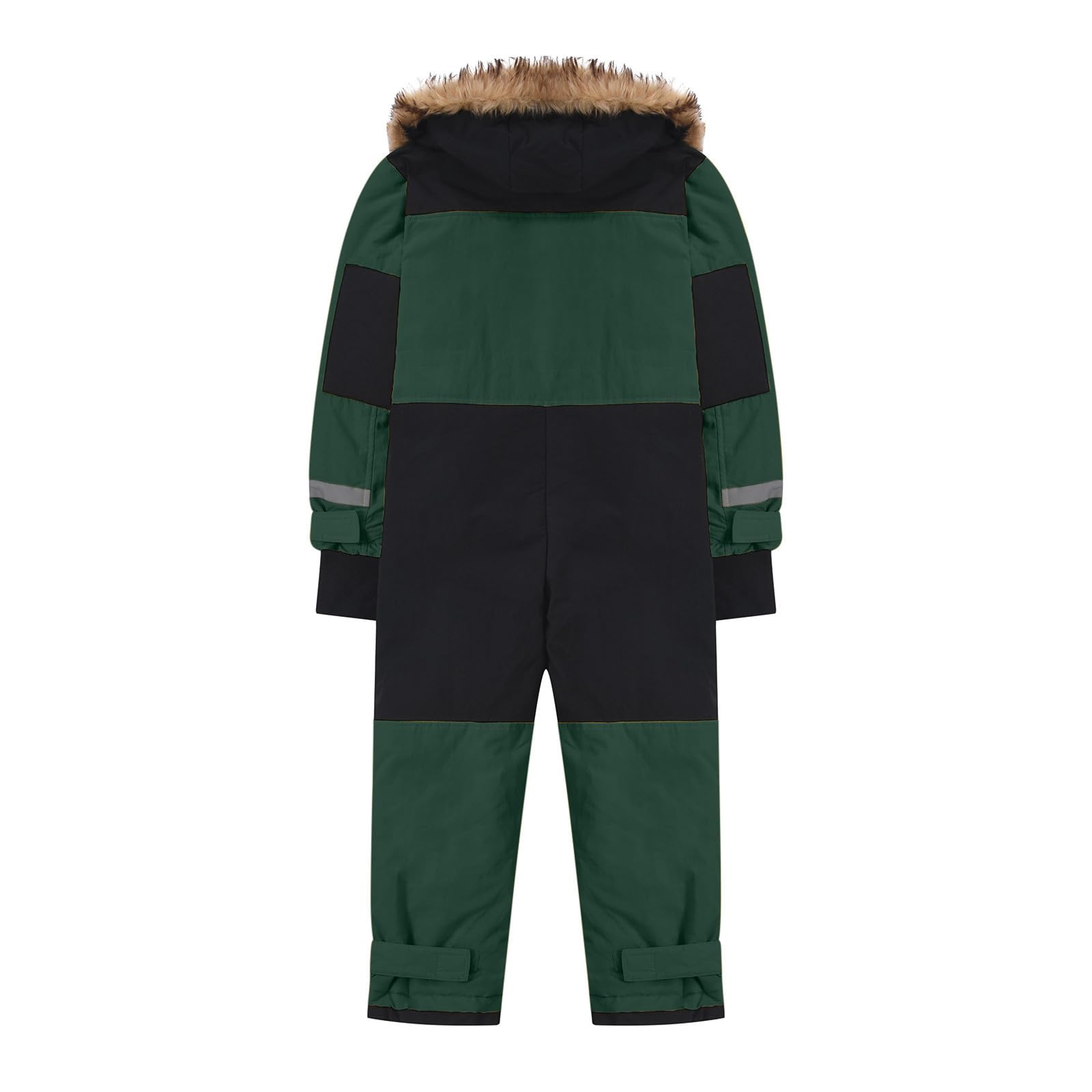 Ybing Combinaison de neige pour enfant - Imperméable - Épaisse - Chaude - Combinaison de ski - Respirante - Avec capuche - Bloc de couleur - Une pièce - Thermique - Bandes réfléchissantes -