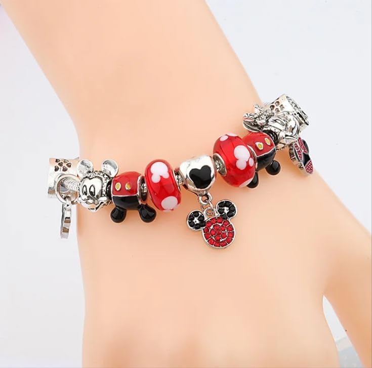 Cartoon Mouse Charms Bracelet, Red & Beautiful, 20CM, Silver, SHAPER6813594129133