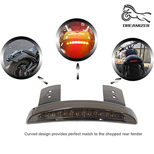 DREAMIZER Bike Motorcycle Lights Rear Fender Edge Red LED Brake Tail light Motocycle for Harley Touring Sportster XL 883 1200 Cafe Racer Red Light with Smoked Black