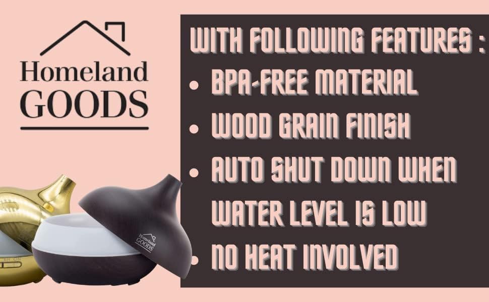 Miniatura 9 de Difusor de aceite esencial de 16.9 fl oz de grano de madera aromaterapia humidificador de niebla fría con temporizador niebla ajustable sin agua