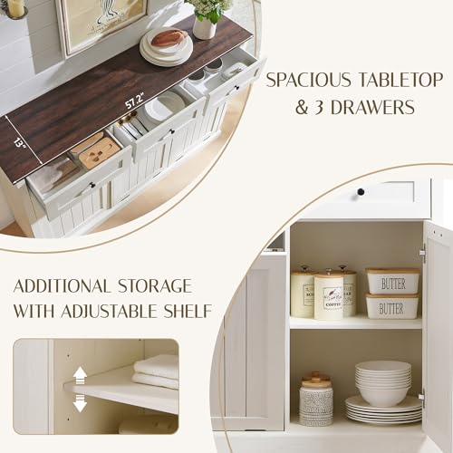 Image of IFGET Triple Tilt Out Trash Cabinet, Wood Trash Can Cabinet, Antique White
