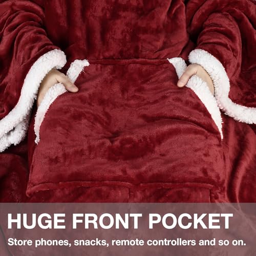 Image of Catalonia Sherpa Wearable Blanket with Sleeves Arms, Super Soft Warm Comfy Large Fleece Plush Sleeved TV Throws Wrap Robe Blanket for Adult Women and Men