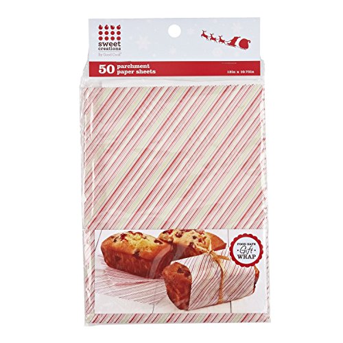 Sweet Creations 50-Piece Stripe Parchment Paper, 12 by 10.75-Inch