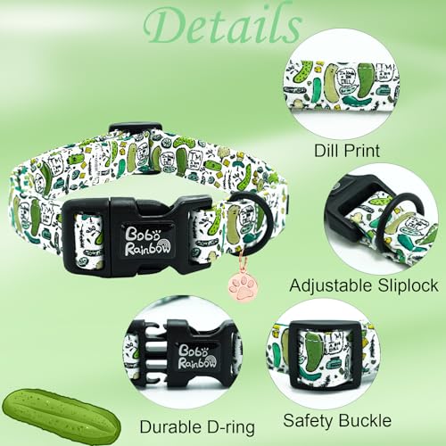 Image of Dog Collar-Cute Dill Print Adjustable Pet Collars Comfortable Spring Summer Cotton Puppy Collar Durable Gift for X-Small Dogs