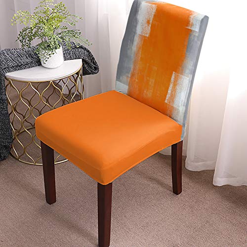 Chair Covers For Dining Room 6 Pack,Orange Gray Oil Painting Texture Abstract Artwork Removable Chair Slipcover Stretch Dining Chair Kitchen Decorative Seat Cover Protector Cover For Ceremony/Hotel #TOP1