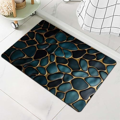 Image of FIGMENT 3D Anti-Slip Water Absorbent Bathroom Mat | Quick Dry Rectangular Bath Mat for Home, Kitchen Doorway, Office & Entryway Use | Soft, Odour-Free & Easy Clean Floor Mat (60x40 cm)