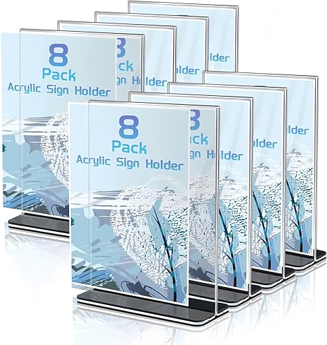 Toowood Menu Sign Holder Doppelseitiger T-förmiger transparenter Acryl Tischkartenhalter Menu Display für Office Business Restaurant ect. (8 A6)