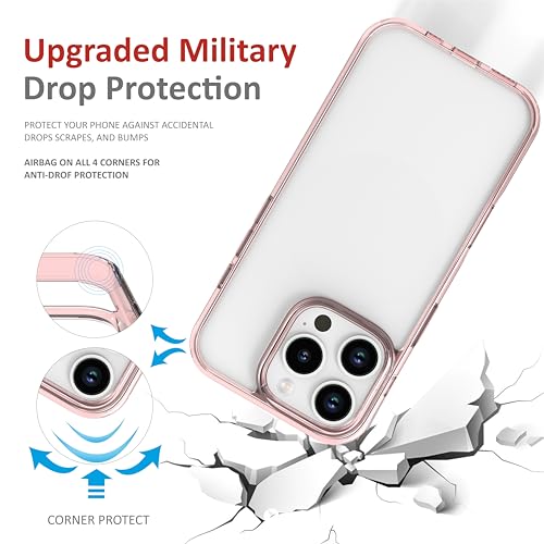 Image of for iPhone Case 16 Pro, [Anti-Yellowing Technology] [Military Grade Drop Protection] Shockproof Slim Hybrid Phone Case for iPhone 16 Pro - Crystal Pink