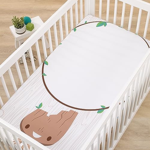 Image of NoJo Marvel Guardians of The Galaxy White, Tan, Blue, and Green, I Am Groot Photo Op Nursery Fitted Crib Sheet