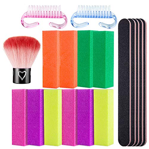 Nail Files and Buffers, Vanchief Professional Manicure Tools Kit Nail Buffer Block Nail File Nail Polishing Strip Nail Brush Tool (18Pcs)