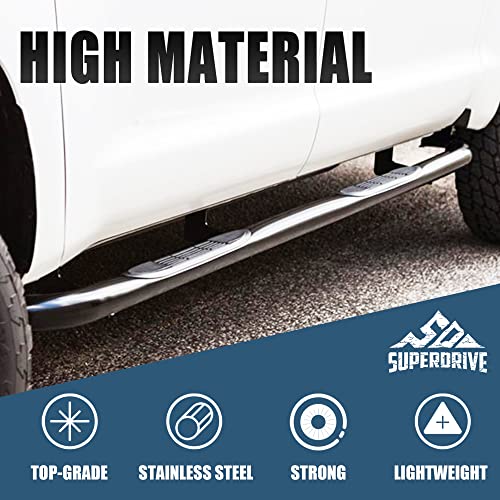 Superdrive 3'' Running Boards Compatible With 2002-2008 Dodge Ram 1500 Crew Cab 2003-2009 Dodge Ram 2500 3500 Crew Cab (Chrome, 3" Wide) #TOP5