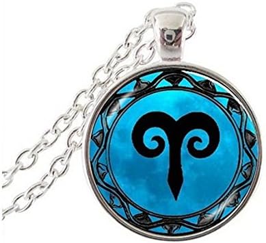 Jewelry tycoonAries Necklace Blue Moon Zodiac Symbol Pendant Astrology Horoscope Zodiac Aries Jewelry Silver Chain Women Men Necklace Pendant