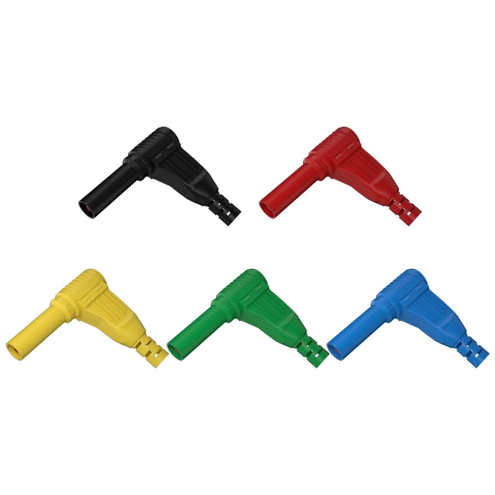 10 pièces 4MM Angle Droit 90 degrés fiche Banane soudage Assemblage Fils de Test connecteurs Q.10039(5 Red 5 Black)
