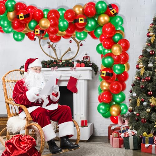 Christmas Balloons Garland Arch kit Decorations, 90Pcs Christmas Green Red Gold Belt Balloons for Winter Christmas Birthday Happy New Year Baby Shower Xmas Party Supplies - Image 7