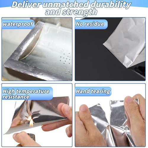 Image of Oleitodh 2 Pack Aluminum Foil Tape Bulk - 6 Inch x 55 Yards - 2.7mil Heavy Duty Metal Duct Tape, Aluminum HVAC Tape for Sealing & Patching, Air Ducts, Insulation Metal Repair, Professional Grade