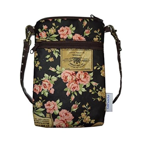 Tainada Women Crossbody Shoulder Travel Zippered Wallet Purse Clutch Phone Bag w/Detachable Strap (Floral Pattern Black) Cover