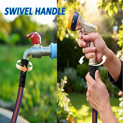 Image of Short Garden Hose 6ft x 5 /8Inch，Short Water Hose with Swivel Handle，Heavy Duty，Flexible，Sturdy，Lightweight，Male to Female Fittings，Ideal for Hose Reel