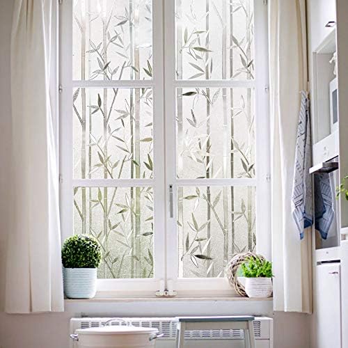 Amazon Brand - Umi Privacy Window Film - Frosted Glass Cling Films, Non Adhesive Static Stickers, Windows Decoration for Home Bathroom Bedroom - Bamboo (44.5 x 200cm)