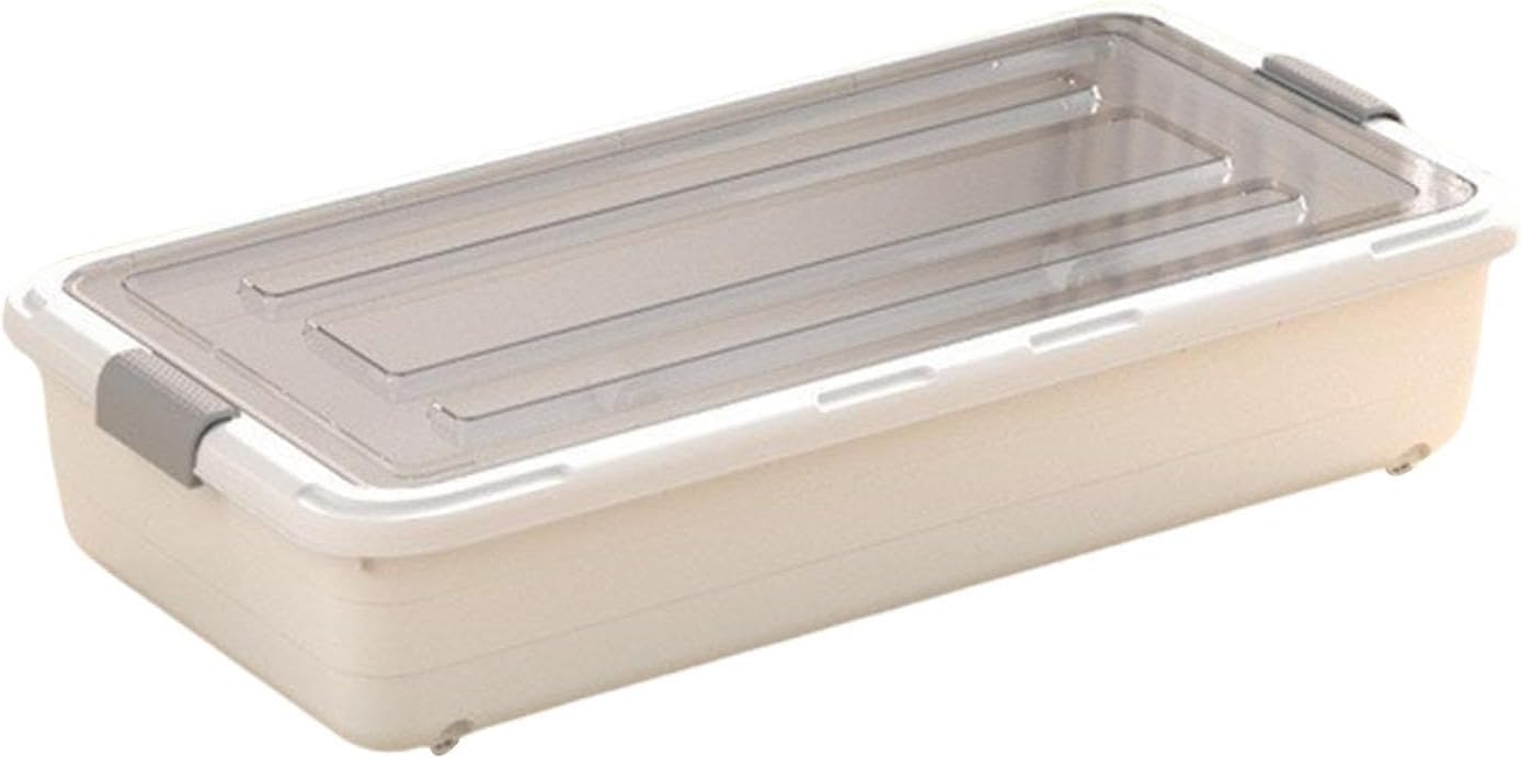 Under Bed Storage Organizer with Lid and Wheels, Underbed Storage Container for Clothes, Bed Sheets, Seasonal Items, Space Saving Design- 61cmx40cmx13cm