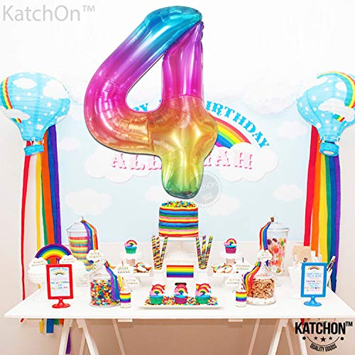 Image of KatchOn Giant Rainbow 4 Balloon Number - 40 Inch | Number 4 Balloons