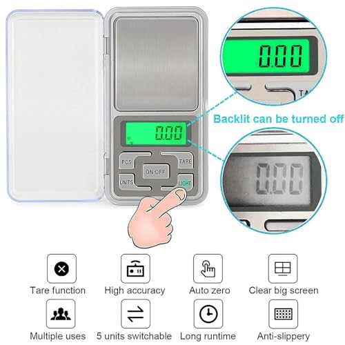 Image of Digital Pocket Weighing Scale - Precise Jewellery Weight Machine Small, Gripit Portable Gold Weighing Machine for Accurate Measurements with Digital Display, Ideal for Gems, Herbs & More (White).