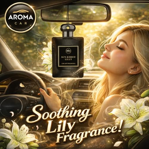 Image of Aroma Car Perfume Hanging Car Air Freshener, Sun-Kissed Lilly (Pack of 3)