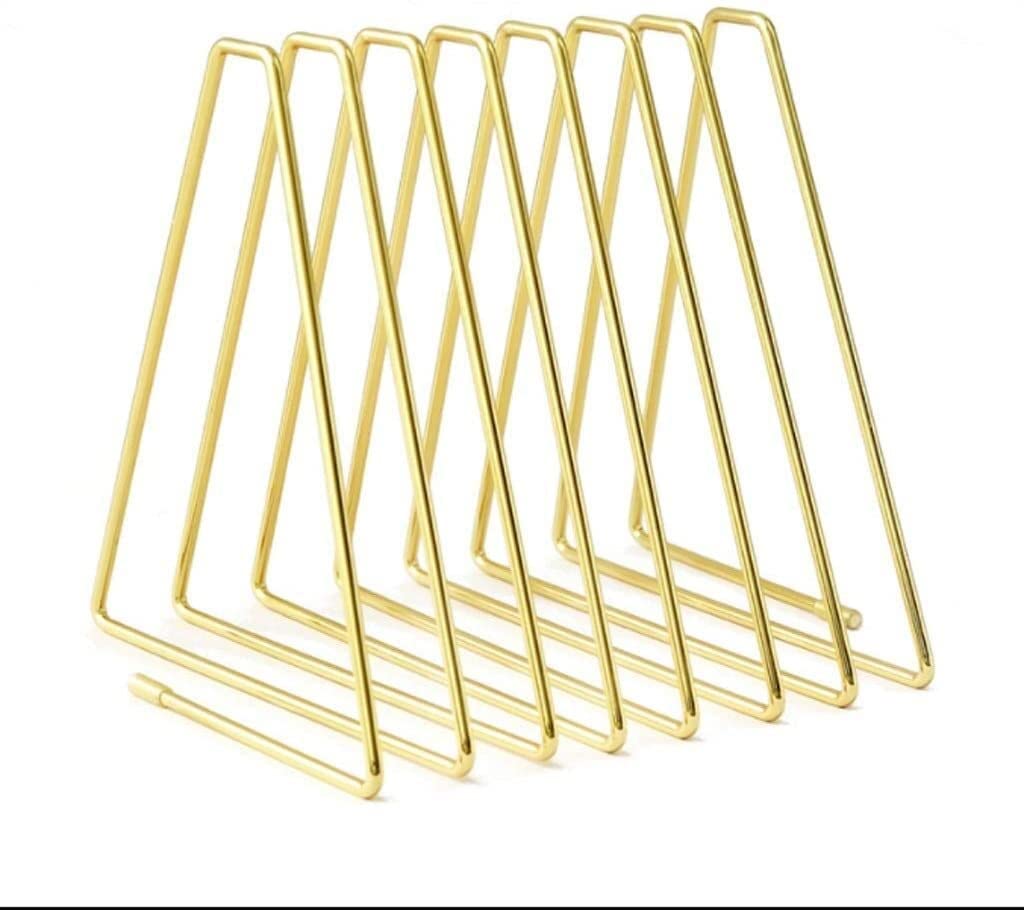 Book Ends Retractable Bookends, Metal Folding,Triangle Creative, Decorative,Durable and Stylish For Home Office(Gold-A)