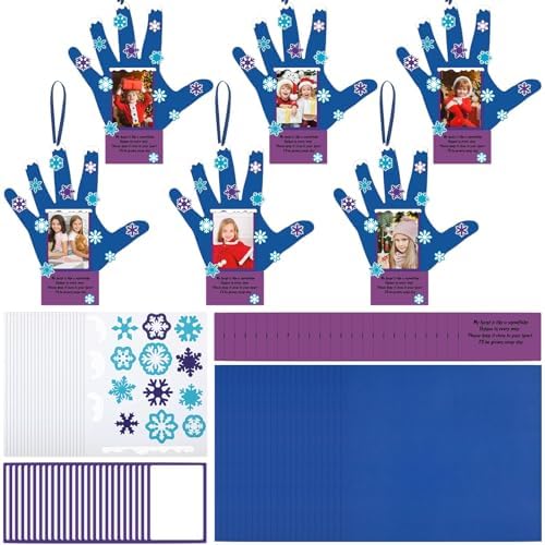 24 Sets Winter Snowflake Handprint Arts for Players DIY Christmas...