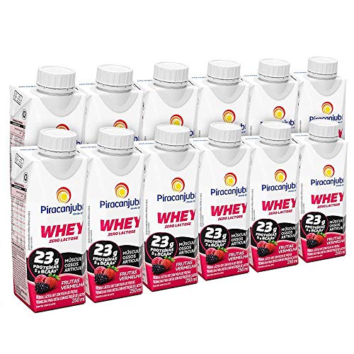 Kit Piracanjuba Whey Zero Lactose Frutas Vermelhas 12x250ml