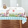 Mikiup easter day tablecloth easter egg and rabbit decorative rectangle table cloth washable holiday table cover for party kitchen dining room blue 60 x 84 inch  urban country home decor