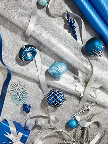 Valery Madelyn 70Ct Winter Wishes Silver And Blue Christmas Ball Ornaments Decor, Shatterproof Assorted Christmas Tree Ornaments For Xmas Decoration #TOP7