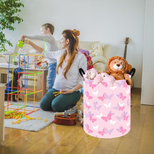 Image of Large Laundry Basket Canvas Storage Bins Baby Nursery Hamper for Boys and Girls Toy Box Gift Baskets for Home,Office,Home Decor