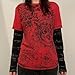 Goth Shirt Gothic Shirt Fake Two-Piece Alternative Clothing Goth Long Sleeve Top Grunge Clothes(Red,S,Small)