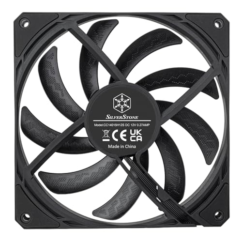 SilverStone Technology Air Slimmer 140 15.5mm Slim Fan, 140mm, PWM, Shark Force Technology, 0-1700RPM, 0-82CFM, 0-33dBA, 0-2mmH2O, Copper FDB Bearing, Desktop Compatible 3