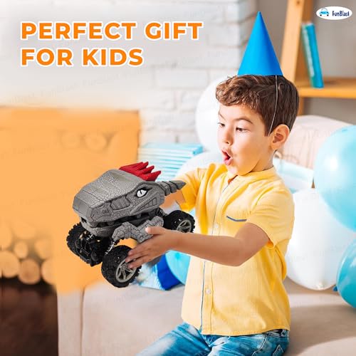 Image of FunBlast Rock Crawler Toy for Kids - 4X4 Big Wheel Drive Push & Go Dinosaur Car Toy, Monster Truck Toys for Kids for 3+ Years Toddlers, Boys, Girls (Grey)