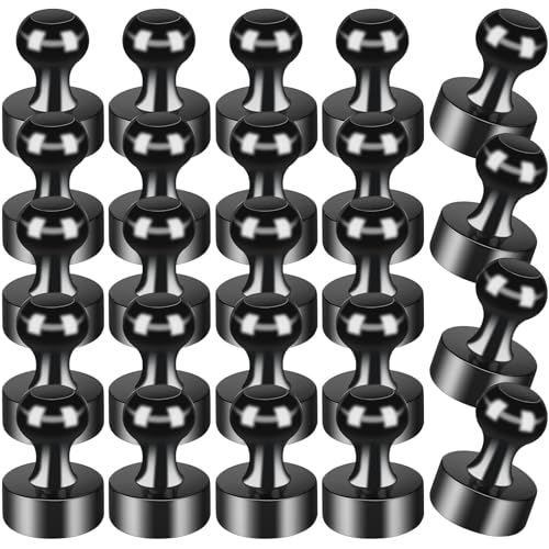 MIN CI 24 stycken magneter starka, magneter för magnettavlor, små neodymmagneter, kylskåpsmagneter, starkt grepp, minimagneter för whiteboard hem, kontor, svart