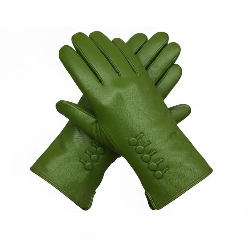 The Leather Emporium Women's Bright Green Genuine Leather Gloves Fully Lined In Medium,