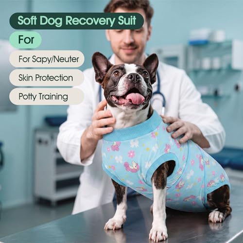 Image of Kuoser Dog Surgery Recovery Suit, Soft Breathable Dog Recovery Suit for Female Spay Male Nueuter, Anti Licking Puppy Onesie Pet Surgical Suit for Dogs Abdominal Wounds Skin Disease, Unicorn XS