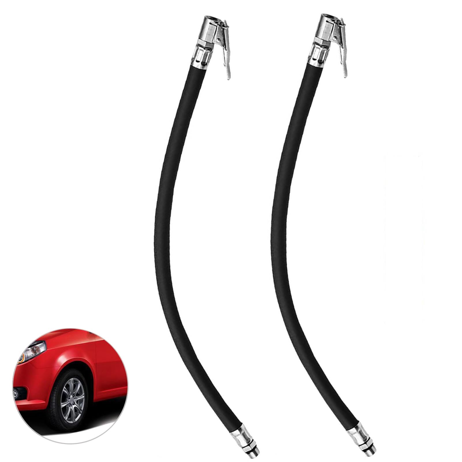 Shirene Replacement Hose For Tyre Inflation Guns,2 Pcs Universal Extension Tyre Tire Valve Stem Inflator Hose Inflator Pump,Air Tyre Valve,Motorcycle,Car,Bike Tire Valve Pipe,Air Pipe Hose Tool